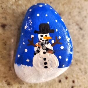 Hand crafted painted Christmas‎ 2 sided Snowman Christmas tree w/lights snowing